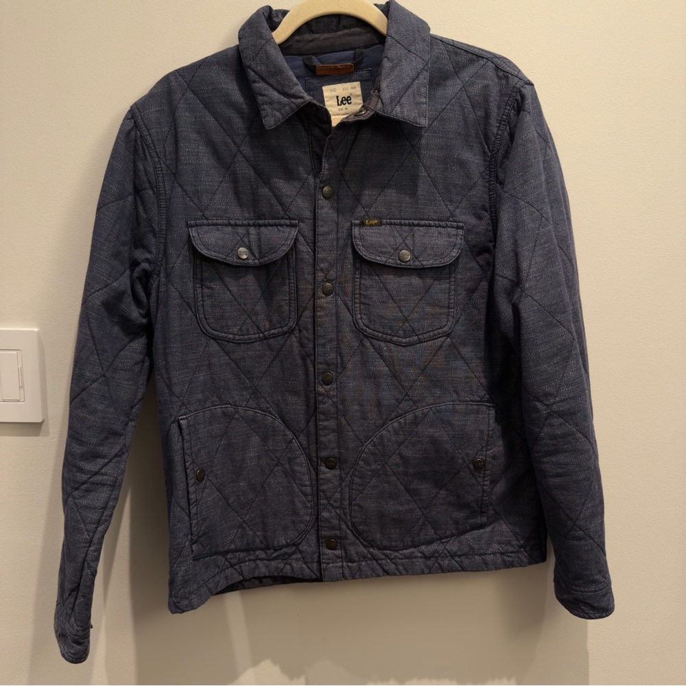 Lee Navy Blue Quilted Collar Jacket  Size Medium Men’s